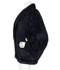 1980s Dramatic Oversized Black Velvet Puffy Coat