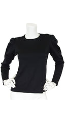 1980s Black Jersey Puff Sleeve Shirt