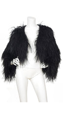 Spectacular Genuine Black Ostrich Feather Cropped Jacket