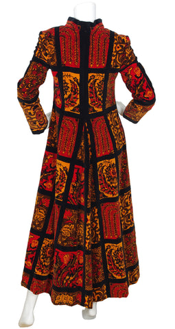 c. 1970 Tapestry Patchwork Velvet Maxi Coat