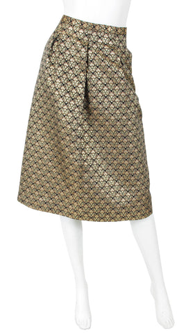 1960s Floral Metallic Brocade Evening Skirt