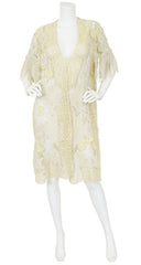 1910s Edwardian Cream Lace Fringe Tassel Jacket
