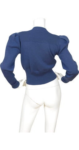 1930s 1940s Wool Knit Varsity Cardigan Sweater