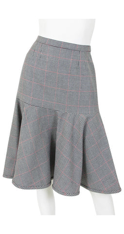 1980 Documented Grey Houndstooth Wool Skirt Suit