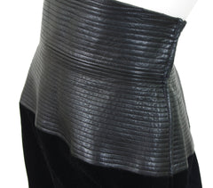 1980s Black Leather Corset & Velvet Skirt