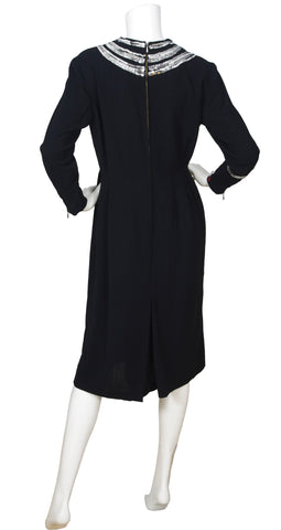 Dazzling Sequin Snake Black Crepe Dress