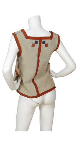 1970s Aztec Genuine Suede Gilet Top