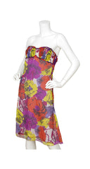 2002 S/S Documented Runway Floral Pop Art Chiffon Tube Dress