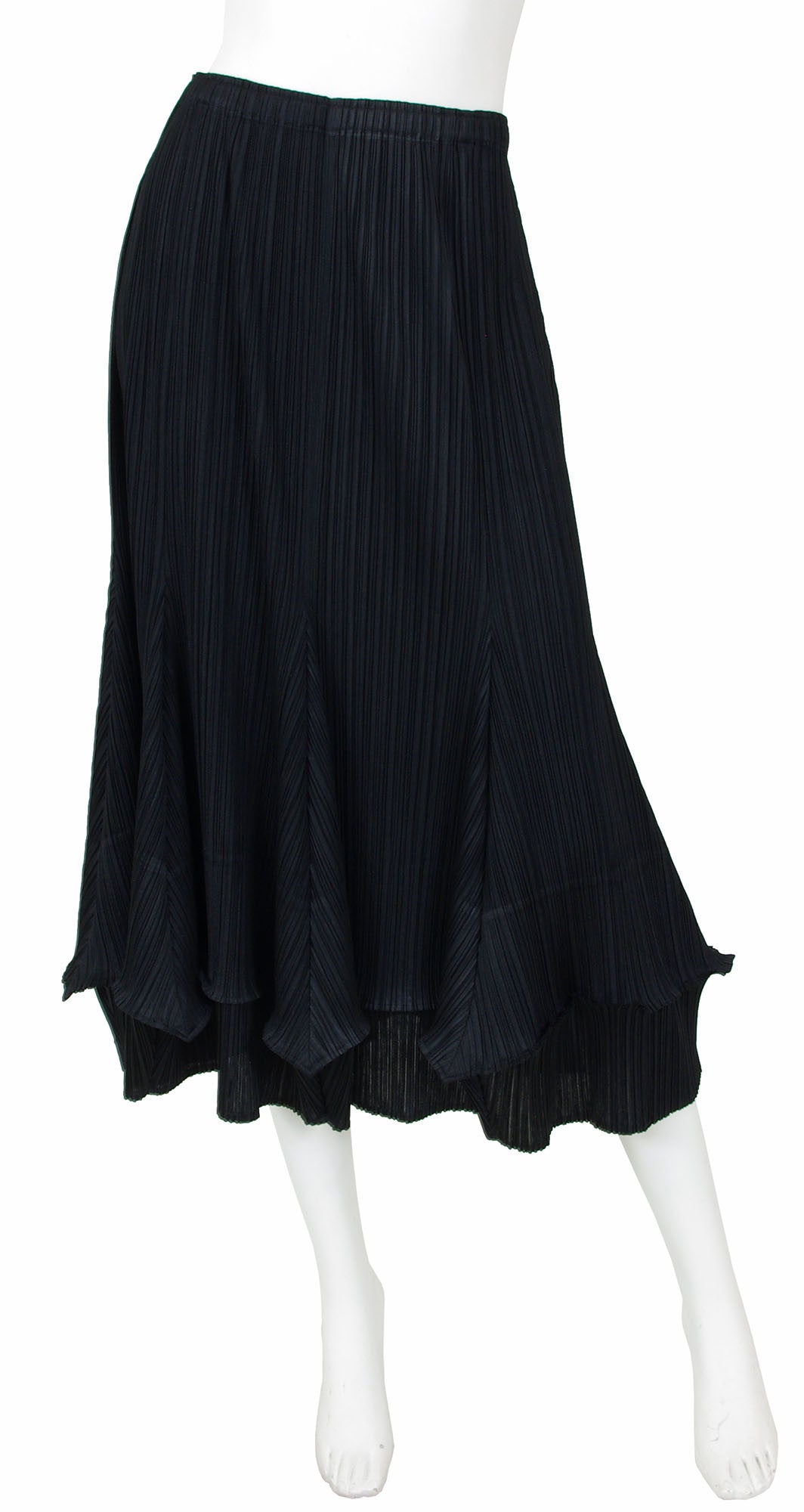 Issey Miyake Vintage Pleats Please Black Geometric Hem Skirt