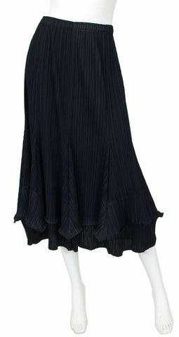 Pleats Please Black Geometric Hem Skirt