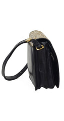 1970s Italian Genuine Python & Black Leather Shoulder Bag