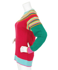 1982 Documented Rainbow Color Block Cotton Knit Sweater