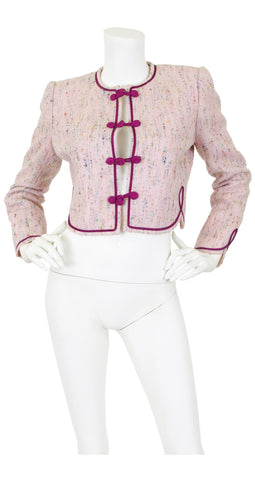 1970s Pink Bouclé Scalloped Hem Jacket