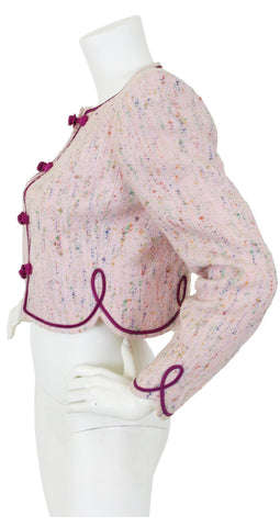 1970s Pink Bouclé Scalloped Hem Jacket
