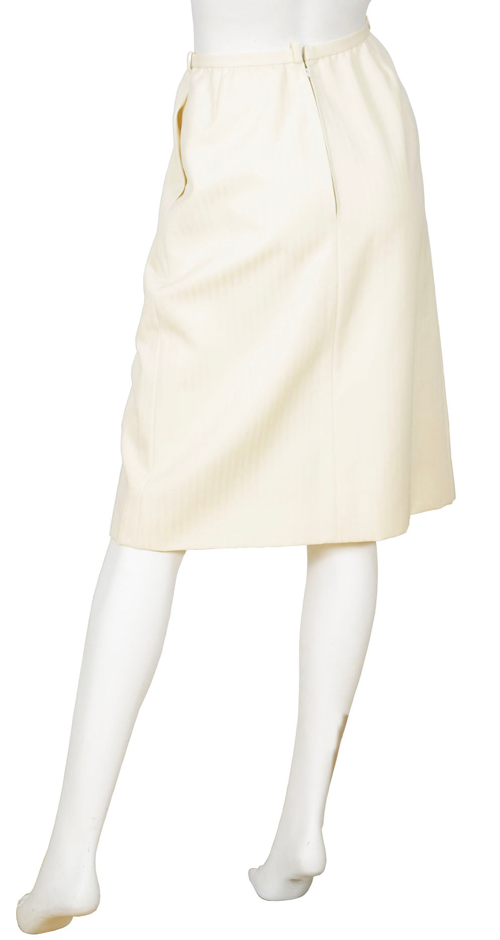 1970s Cream Wool Knee Length Skirt