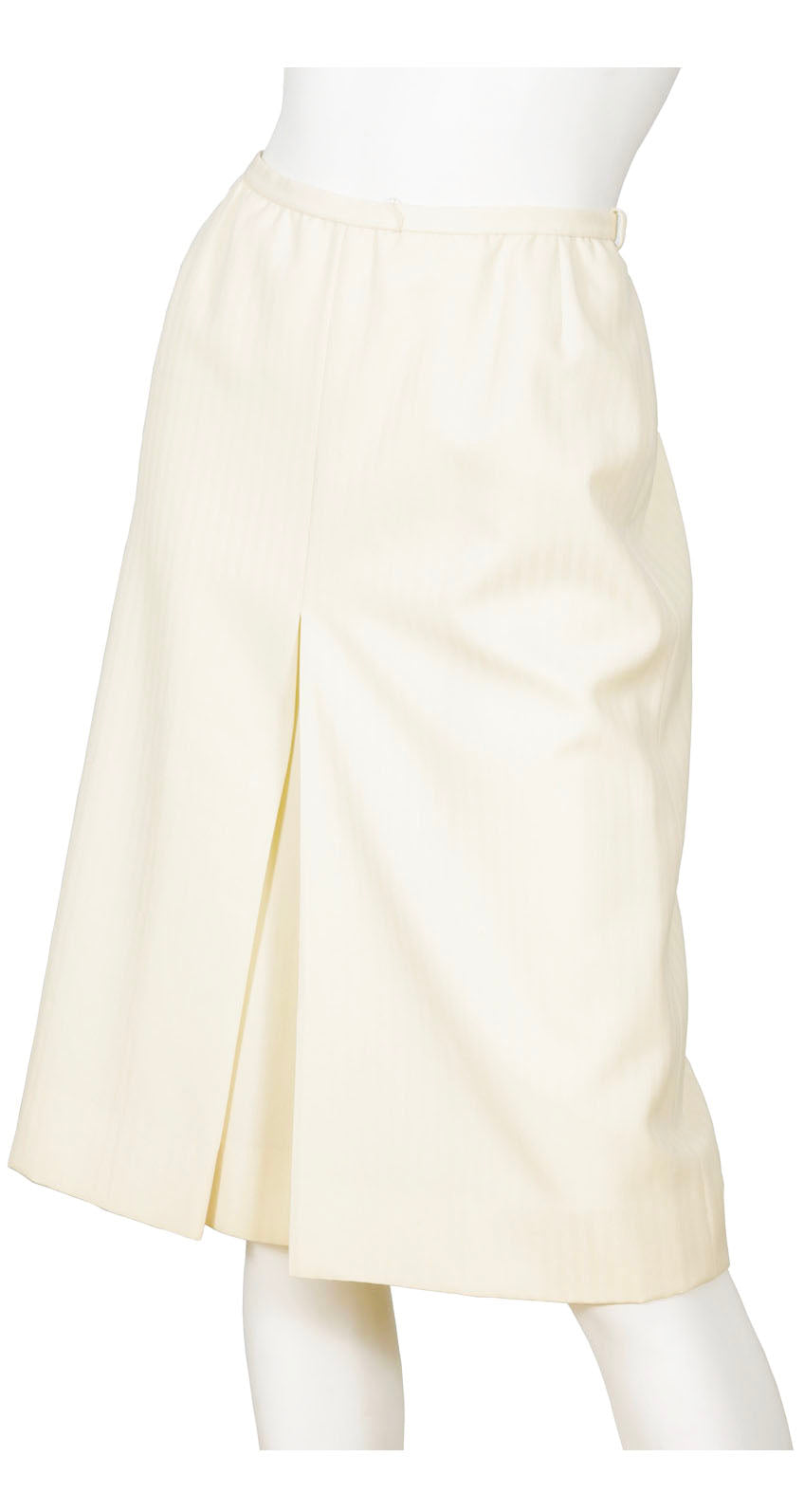 1970s Cream Wool Knee Length Skirt