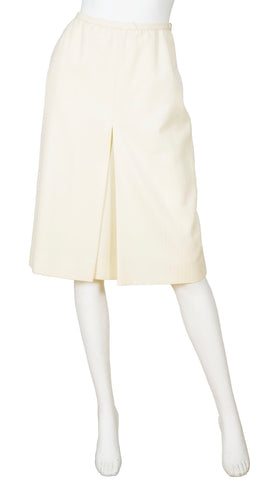 1970s Cream Wool Knee Length Skirt