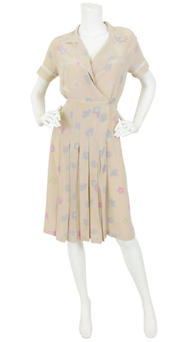 1970s Floral Silk Lace Inset Dress by Karl Lagerfeld