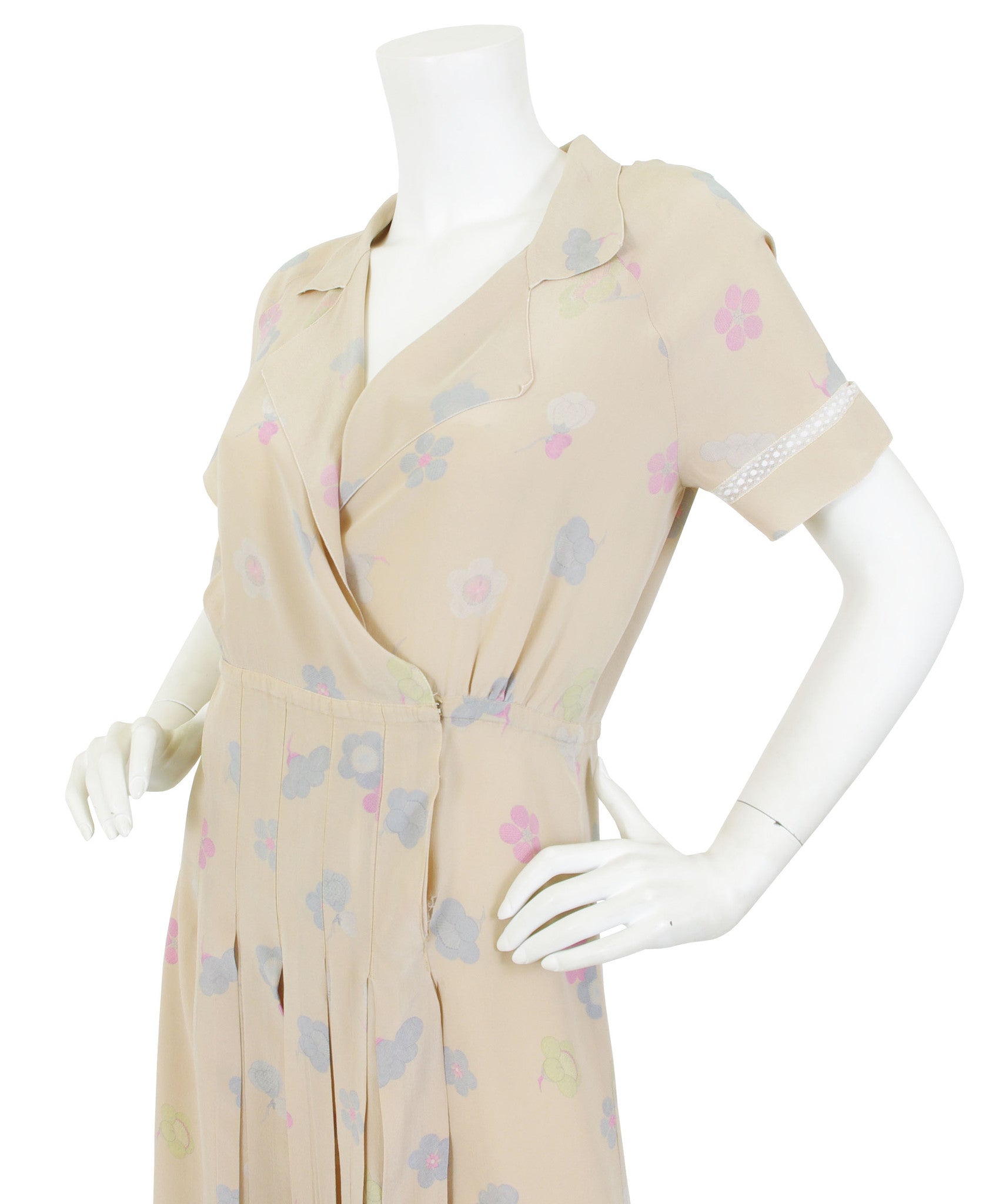 1970s Floral Silk Lace Inset Dress by Karl Lagerfeld