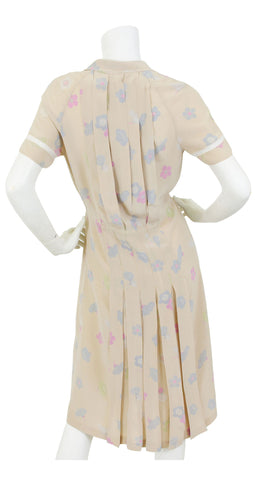 1970s Floral Silk Lace Inset Dress by Karl Lagerfeld
