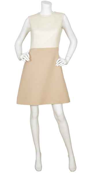 Philippe Venet 1960s Vintage French Mod Beige & Cream Mini Dress Set ...