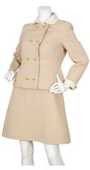 1960s Mod Beige & Cream Mini Dress Set