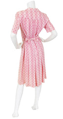 1970s Pink Polka-Dot Crepe Shirt Dress
