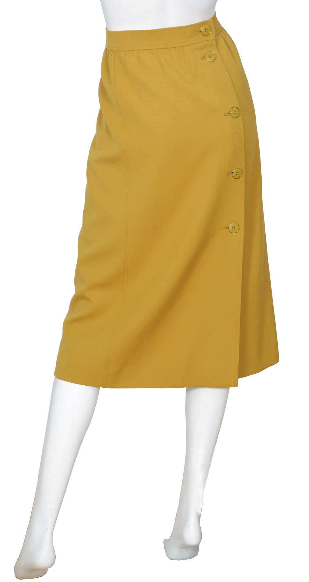 1970s Mustard Yellow Worsted Wool High Waisted Skirt