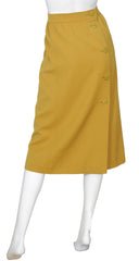 1970s Mustard Yellow Worsted Wool High Waisted Skirt