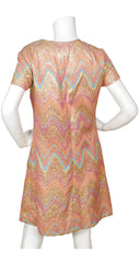 1960s Metallic Chevron Dress & Pant Set