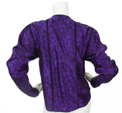 1970s Purple Leaf Silk Blouse Jacket