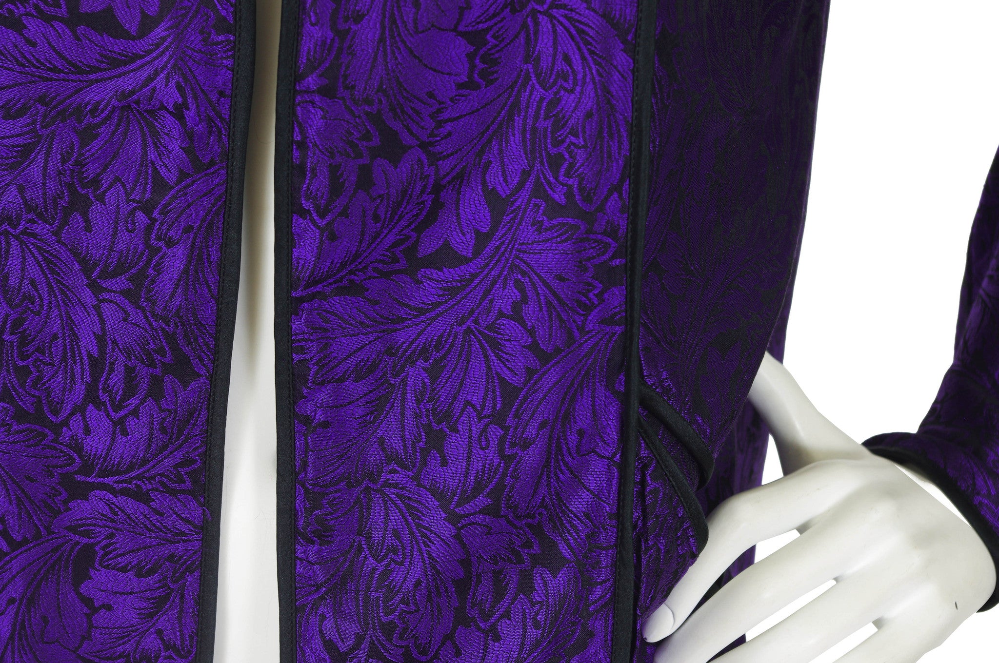 1970s Purple Leaf Silk Blouse Jacket
