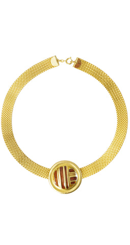 1970s Deadstock Modernist Gold Tone Choker