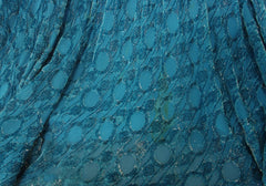 1970's Couture Blue Devore Silk Chiffon Gown