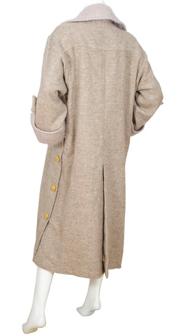 1990s Beige Wool & Mohair Double Breasted Coat