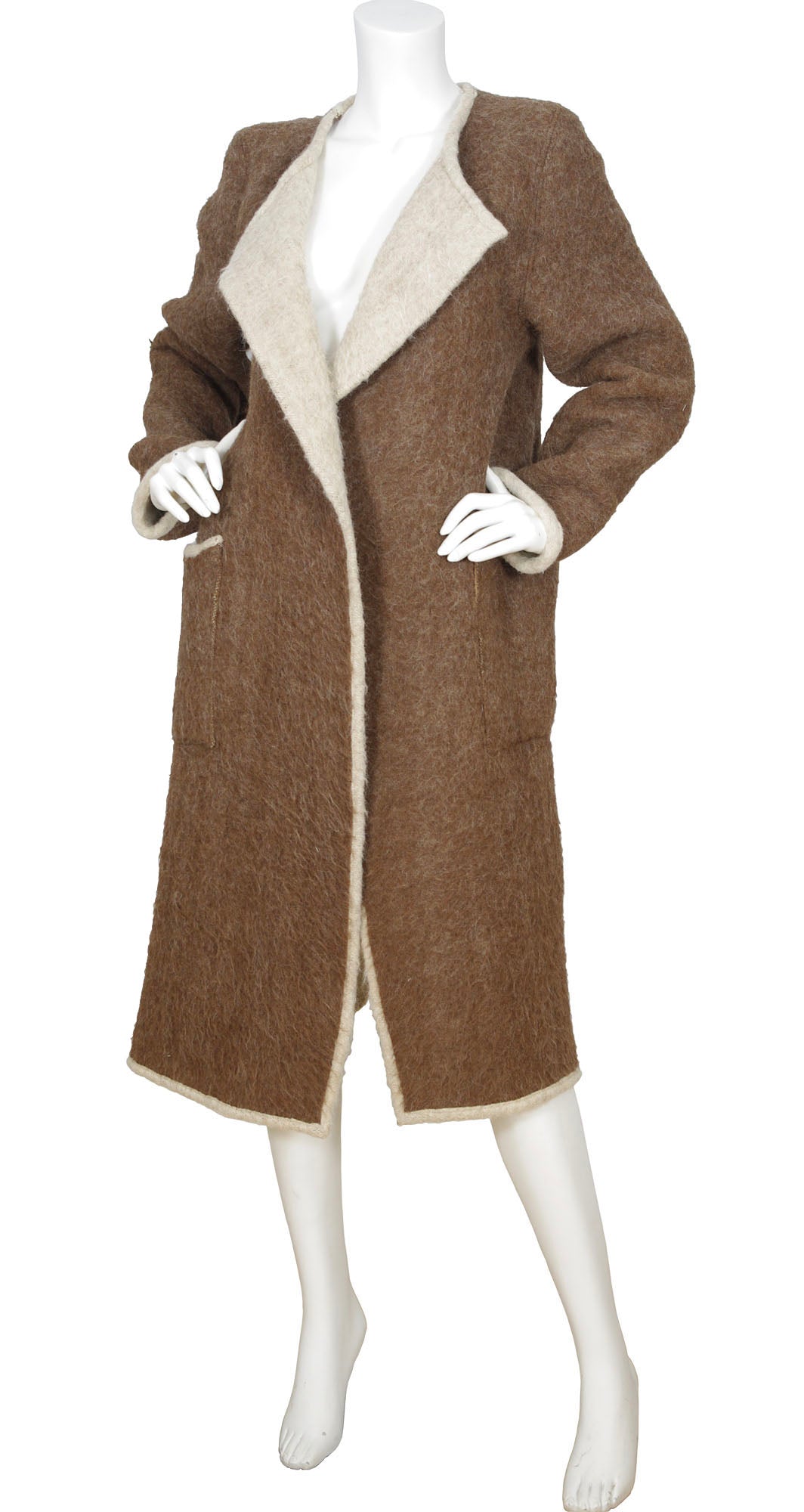 1970s Rare Brown Wool Oversized Blanket Coat