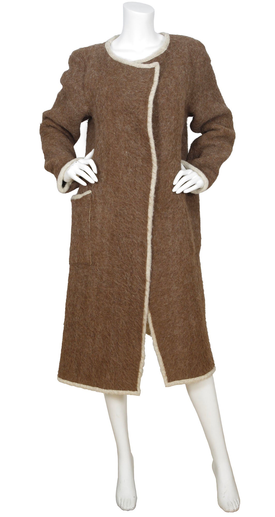 1970s Rare Brown Wool Oversized Blanket Coat