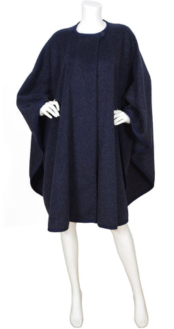 1970s Donna Karan Design Navy Wool Cape
