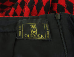 Oliver Early 1990s Harlequin Wool & Velvet Mini Skirt