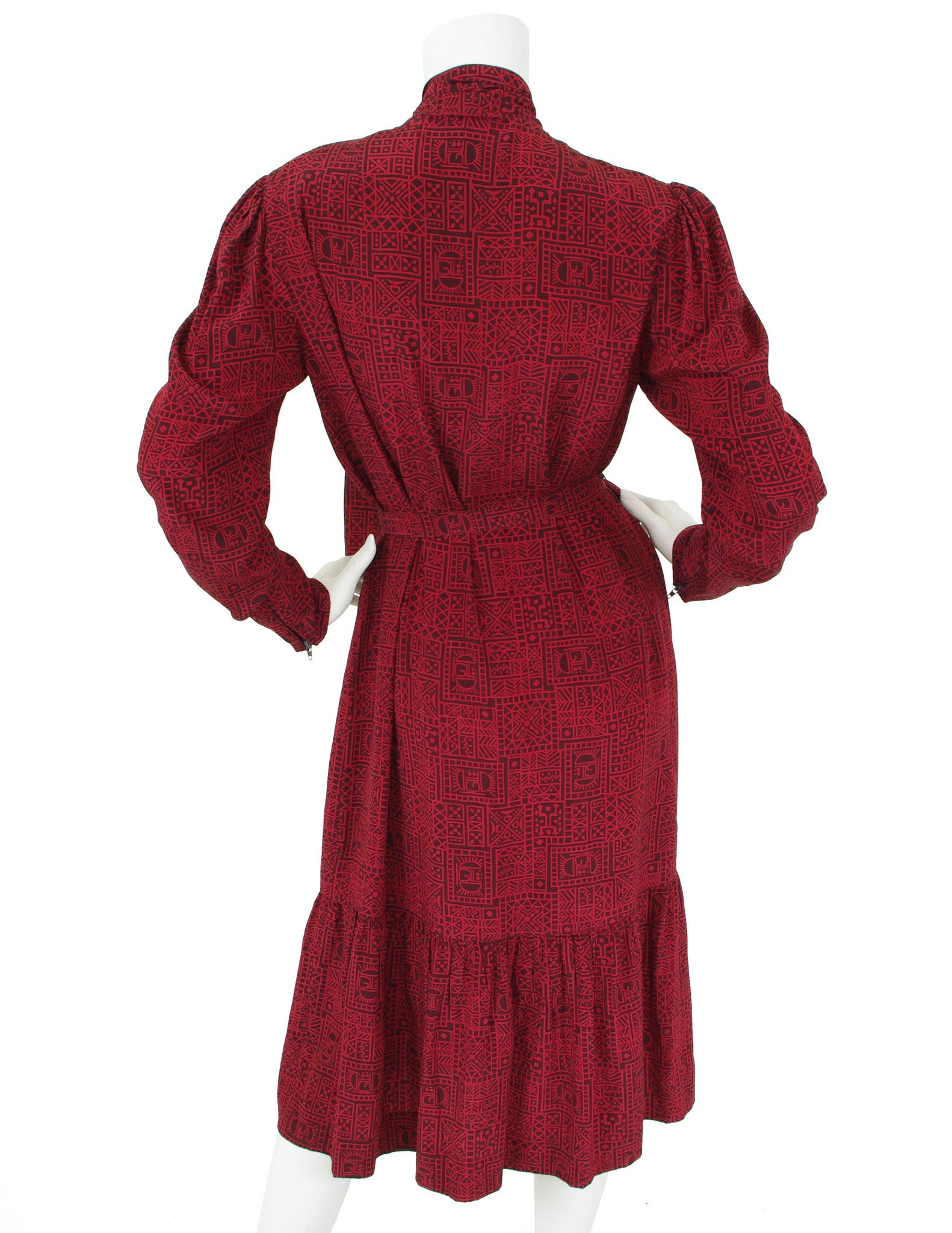 1970's Burgundy Logo Silk Ascot Secretary Dress – Featherstone Vintage