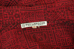 1970's Burgundy Logo Silk Ascot Secretary Dress