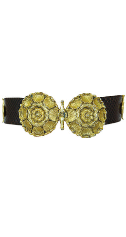 French 1970's Snakeskin Heavy Metal Statement Belt