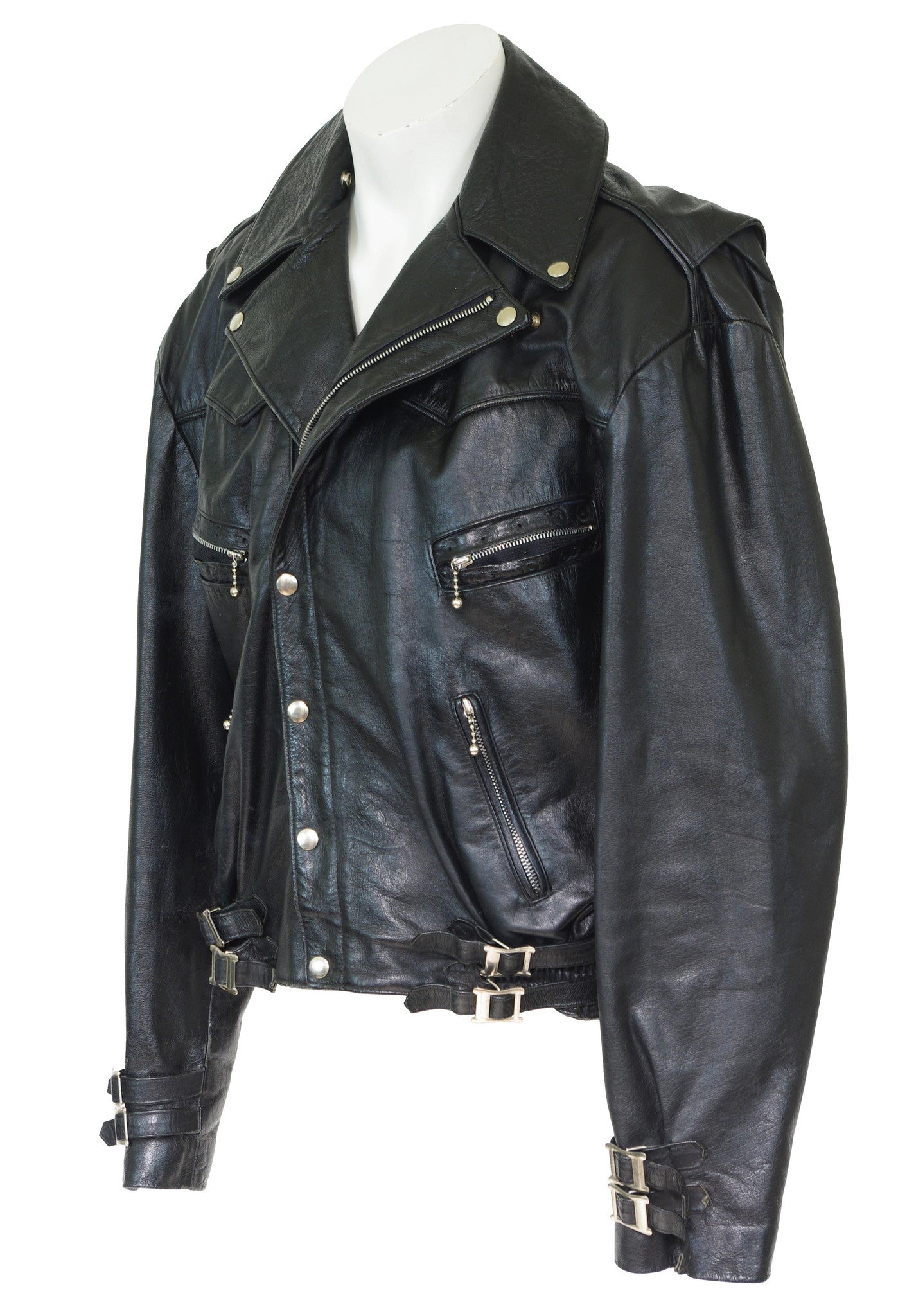 La Rocka 1980's Vintage Lloyd Johnson Black Leather Motorcycle Jacket ...