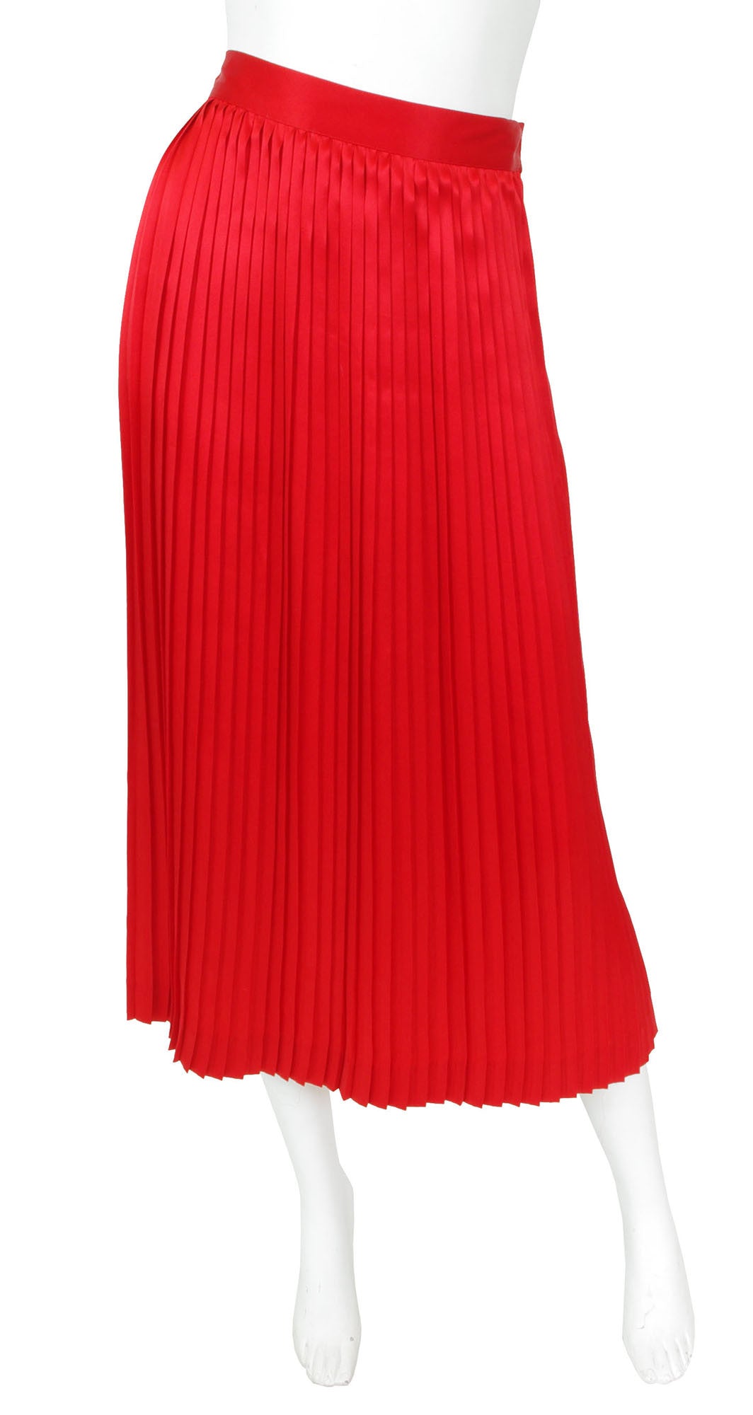 1970's Red Silk Pleated Skirt
