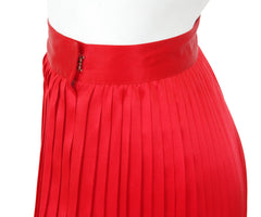 1970's Red Silk Pleated Skirt