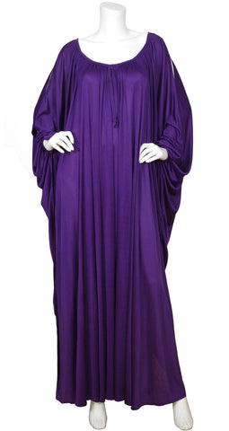 1970s English Made Slinky Purple Jersey Caftan