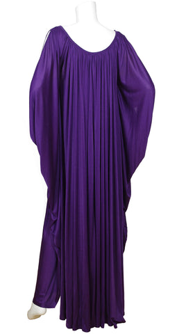 1970s English Made Slinky Purple Jersey Caftan