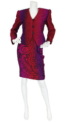 1985 Documented Ombre Paisley Silk Three Piece Dress Suit