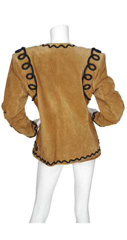 1980s Tan Suede w/ Black Cording Jacket