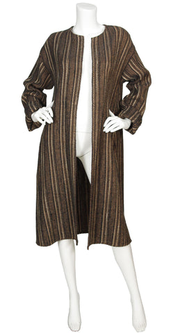 1970s Italian Rare Brown Textured Wool Coat